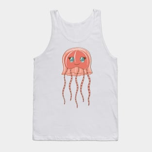 Cute Playful Pink Jellyfish Character Tank Top